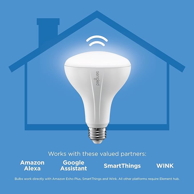 Sengled Smart Bulb, Zigbee Hub Required, Smart Light Bulb Works with Alexa, Google Home, SmartThings, Homekit and Siri, BR30 Dimmable Flood Light Bulb for Cans, Soft White 2700K, 650 LM, 9W, 4 Pack