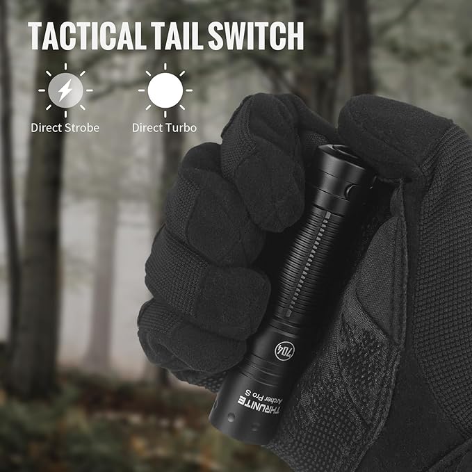 ThruNite Archer Pro S EDC Flashlight - Customized Edition with 704 Tactical, 1459 High Lumens Cool White LED, USB-C Rechargeable Flashlight with Tail Switch for Camping & Outdoor Use