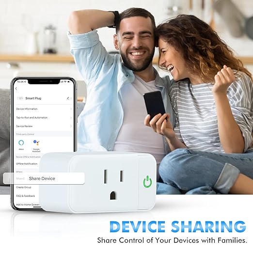 Smart Life Wi-Fi Outlet Compatible with Alexa, Google Home & Echo, Smart Plug with Timer Function & Group Controller,15 Amp Indoor Socket, 2.4G Wi-Fi Only, White, 4 Pack