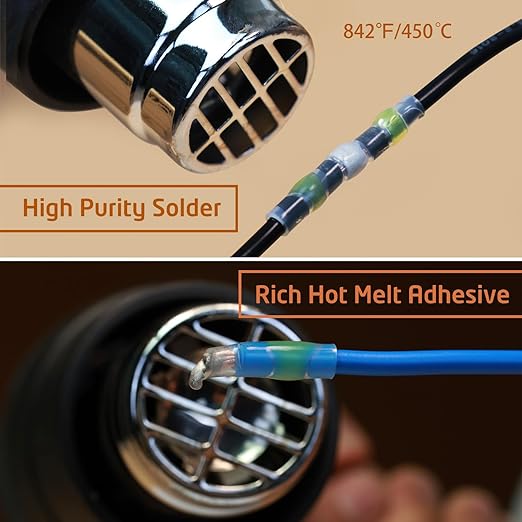 110 Pcs Heat Shrink Wire Connectors, Solder Seal Butt Connectors Kit Waterproof Marine Electrical Splice Terminals