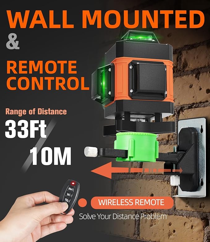 Lusweimi 16 Lines Laser Level with 72-Inch Tripod & Bluetooth Remote, 4x360° Self-Leveling 4D Green Cross Line Laser, Rechargeable Battery, High Accuracy Tool for Picture Hanging, Tile & Construction