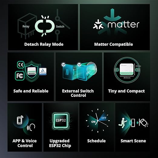 SONOFF MINIR4M 10A Matter Smart Switch,Universal DIY Module for Smart Home Automation Solution, Work with Alexa & Google Home,1 Pack