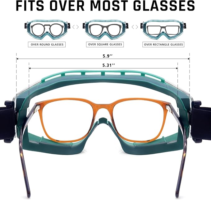 UKNOW Safety Goggles Over Glasses - Anti-Fog Clear Lens - ANSI Z87.1 Certified Eye Protection for Lab Work, Industrial Use