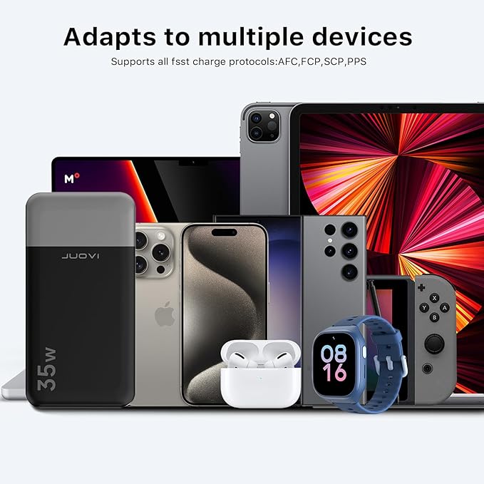 Power Bank 10000mAh, 35W Portable Charger,Fast Charging Portable Battery Pack with PD 3.0 & QC 4.0, USB C Portable Power Bank for iPhone 15 14 13 Series, Galaxy, Tablet, Switch, and More(Black)