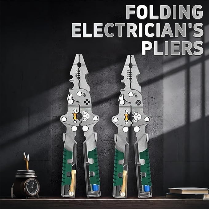 18 In 1 Folding Stylus Screwdriver Wire Stripper, 2025 New Foldable Wire Strippers with Voltage Detector, Compact Multi-tool Wire Stripping Pliers, Electrician Pliers for Cutting & Pulling Wires Cable