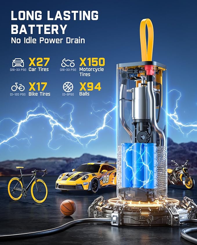 Fanttik X9 APEX Portable Air Compressor for Car Tires, 35s Fast Inflation, 150PSI Cordless Tire Inflator with Light and Power Bank, Suitable for SUV, Sedan, Motorcycle, Bike, Ball