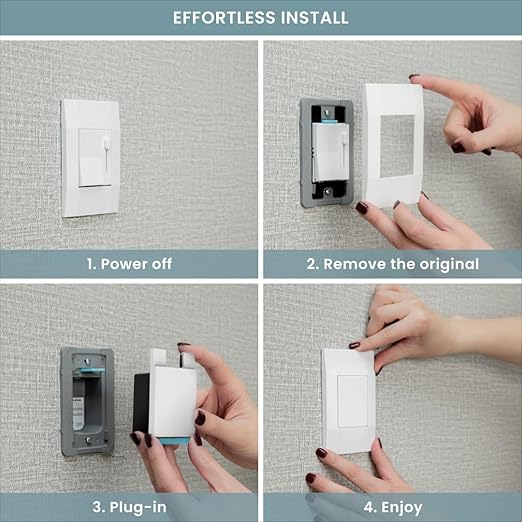 Smart Light Switch (Gen 2) by Deako, Single Pole, 3-Way, 4-Way, 2.4 GHz Wi-Fi, Programmable, Remote App, Voice Control w/Alexa, Google Assistant, Samsung, No Hub Required, Neutral Wire Required, White