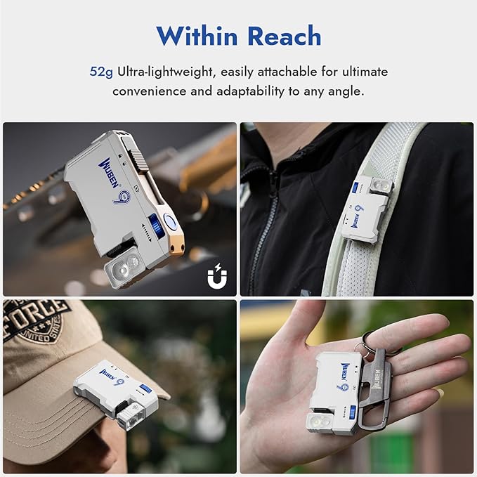 WUBEN G5 Rechargeable EDC Flashlight, 400 Lumens Dual Light Sources Mini Flashlight with RGB Light, Portable Flat Pocket Flashlights, Magnetic Keychain Flashlight