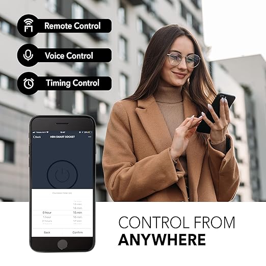 HBN Smart Plug 15A, WiFi Outlet Extender Dual Socket Plugs Works with Alexa, Google Home Assistant, Remote Control with Timer Function, No Hub Required, ETL Certified, 2.4G WiFi Only, 2-Pack