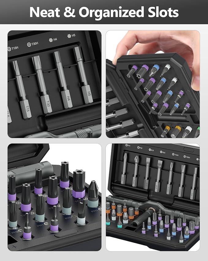 ORIA 42 in 1 Screwdriver Set, Magnetic Ratchet Screwdriver Kit with Ratchet Handle, 40 Precision Bits & Portable Case, DIY Repair Tool Kit for Electronics, Bike, Furniture, Computer, Phone, Black