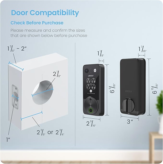 Lockly Vision Zeno Smart Lock with Video Doorbell Camera, Fingerprint Keyless Entry with Apple Home Key, Wi-Fi Deadbolt for Front Door, PIN Genie Keypad, App Remote Control, 2 Rechargeable Batteries