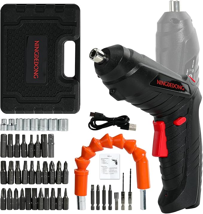 Electric Cordless Screwdriver Set, power-screw-guns,Rechargeable Cordless Power Tool with Carrying Case and Bits (black)