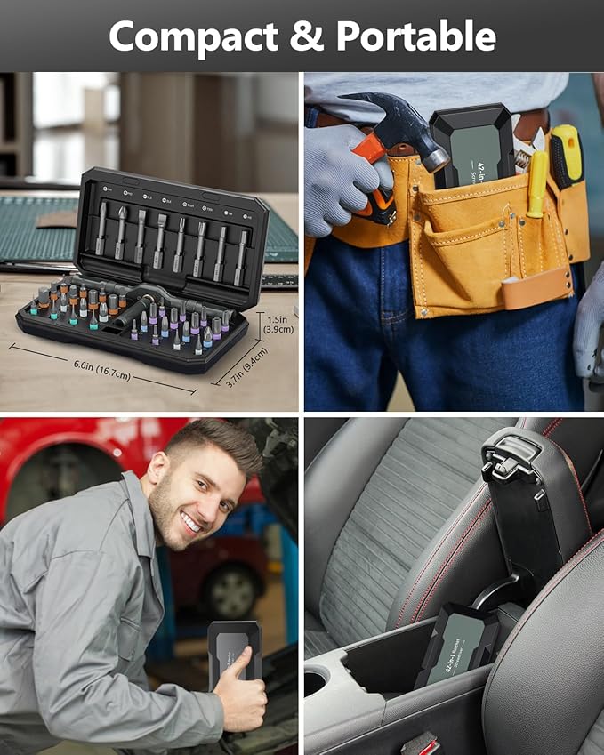 AMIR Magnetic Screwdriver Set, Ratchet Screwdriver Set with 40 Precision Bits and Ratchet Handle, 42-in-1 DIY Repair Tool Kit for Home Improvement, Electronics, Computers, Bicycles Repair