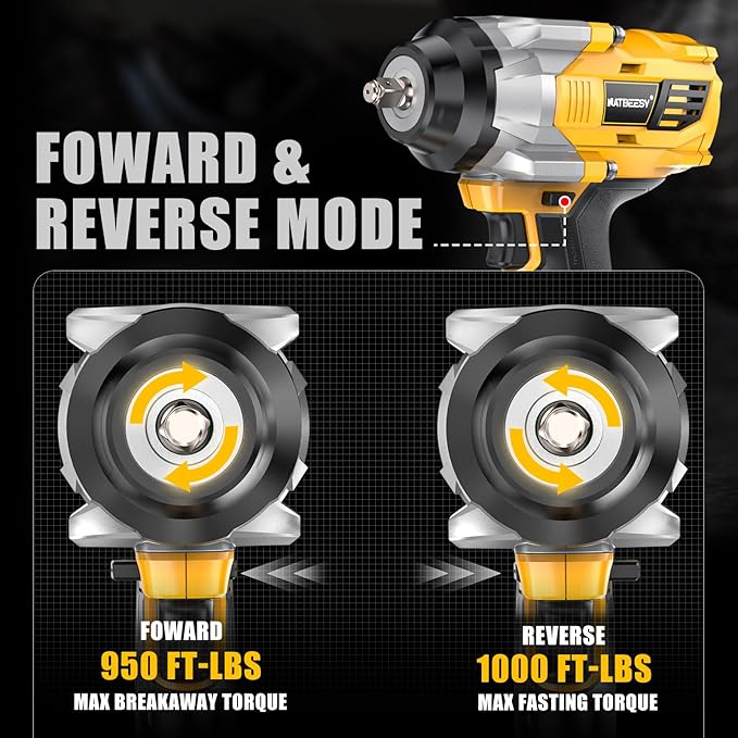 Impact Wrench Compatible with DeWalt 20V MAX Battery: 1/2 Inch Hog Ring Impact Driver High Torque - 1360N.m/1000Ft-lbs Cordless Impact Gun - Brushless Motor with LED Light - Tool Only