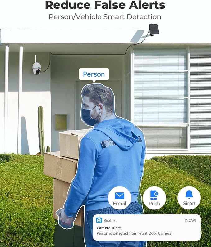 REOLINK Security Camera Wireless Outdoor, Pan Tilt Solar Powered, 5MP 2K+ Color Night Vision, 2.4/5GHz WiFi, Works with Smart Home for Surveillance, Home Hub Compatible, Argus PT + Solar Panel