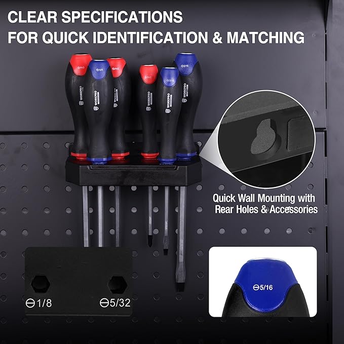 WORKPRO Magnetic Screwdriver Set 11-Piece, Screw Driver Set Kit with Wall Mount Rack, Includes Slotted & Phillips Screwdrivers, Magnetic Screwdriver with Magnetizer Demagnetizer Tools