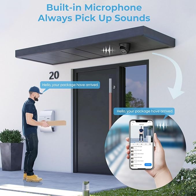 4MP PoE Turret IP Camera Black Starlight 0.006Lux@F1.6 PoE Camera Outdoor, Smart Human/Vehicle Detection, Intrusion Tripwire Alarm, 2.8mm Wide Angle Lens, DMSS & SmartDSS