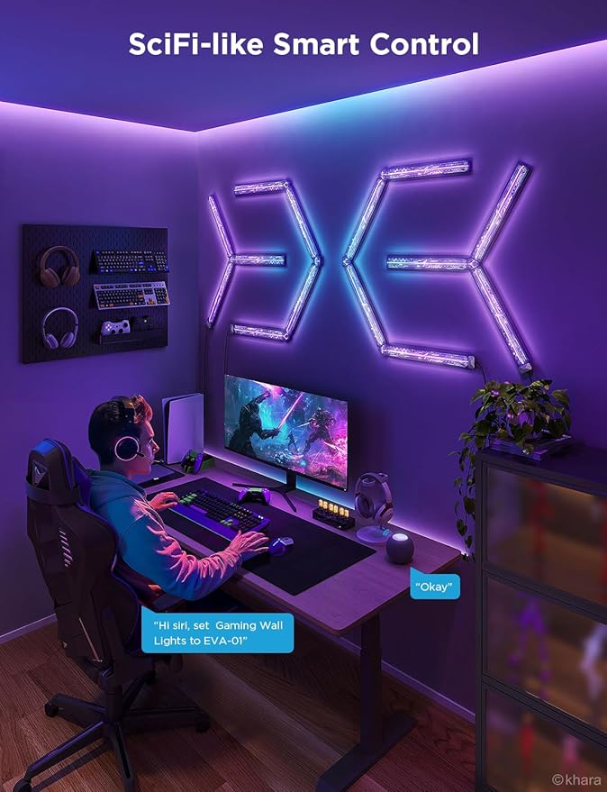 Govee x Evangelion Gaming Wall Light, RGBIC Glide Wall Light, Work with Matter, Alexa and Google Assistant, DIY Customized LED Wall Lighting Effects and Shapes,Gaming Light Bar for Gaming Room