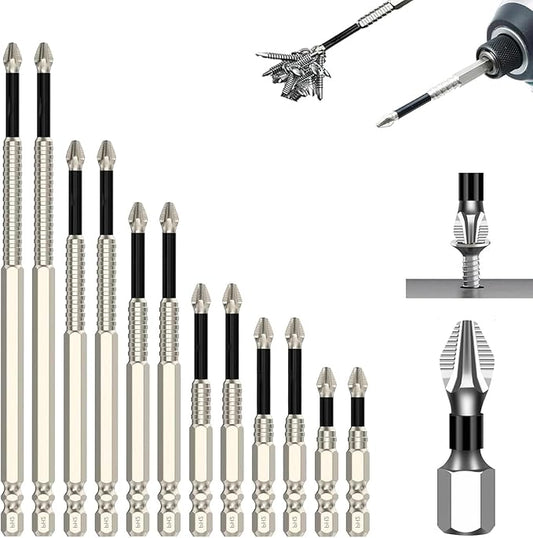 High Magnetic Screwdriver Drill Bit Set, Magnetic Durability Screwdriver Drill Bit Set, Anti-Slip Magnetic Electric Screwdriver Set for Home Decoration, Car Repai (2pcs)
