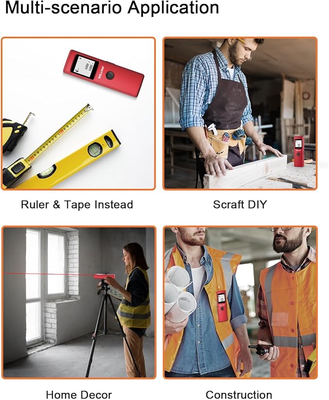 Laser Measuring Tool-165ft Range, Laser Measure with Area Volume Measurement, Portable Handheld Lazer Distance Meters for Construction & DIY