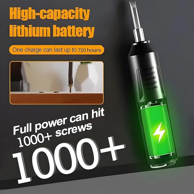 Electric Screwdriver Kit - Mini Cordless Screwdriver with 33‑In‑1 Bits, 3.5 Nm Torque - Portable/USB‑C Rechargeable - 1200 mAh Battery Operated Screwdriver for DIY, Home, and Professional Use