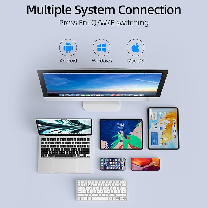BFRIENDit Wireless Bluetooth Compact Keyboard Ultra - Quiet Chocolate Keys 2.4GHz Connection Slim Wireless Computer Keyboard for Mac, Windows 11/10/8/7/Vista, Microsoft & PC, Smart TV - Silver