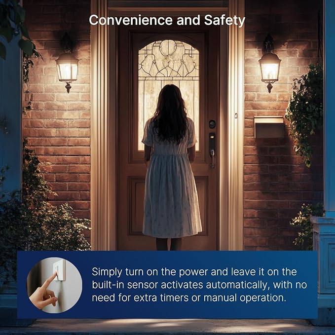 FLSNT Dusk to Dawn Outdoor Sensor ST19 LED Edison Bulb, 5000K Daylight, 8W (100W Eqv.), 1400LM,Vintage Filament E26 Base, Auto On/Off Photocell Automatic for Energy-Efficient Outdoor Lighting, 2 Pack