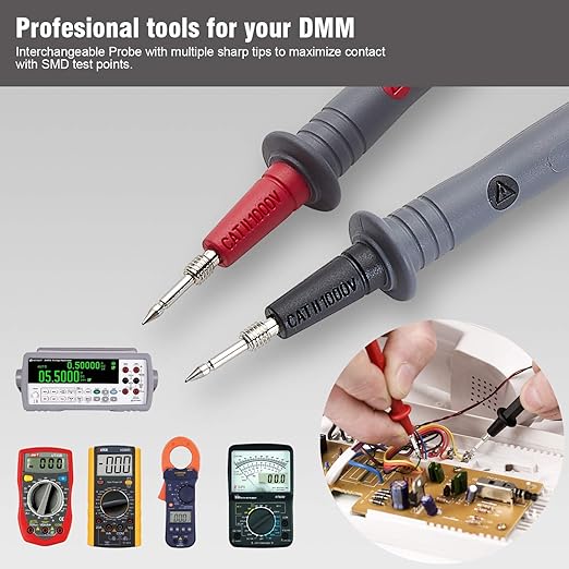 WGGE WG-011 Soft Silicone Test Lead and Safety Alligator Clips,Multimeter Test Leads Kit CAT III 1000V & CAT IV 600V with Threaded Alligator Clip, for Fluke/AstroAI/KAIWEETS/INNOVA Multimeter