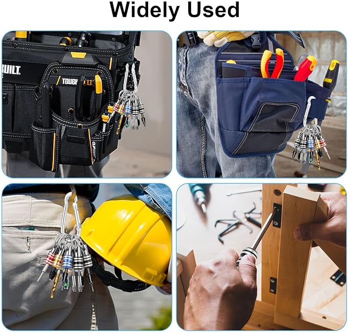 Linkstyle 10PCS 1/4 Inch Hex Shank Screwdriver Bits Holder Extension Bar Keychain Screw Adapter Drill Fast Change Portable Hand-held Bit Holder for Electric Screwdrivers and Drill Bit (5 Colors)