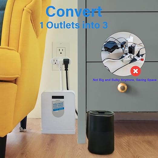 3 Prong Power Strip 3-Outlet Extender Wall Charger, Space Saving 3 in 1 Multi Plug Outlet Adapter Splitter,Travel Essentials,ETL Listed 125V 15A 1875W for Home,Office-Firm Mini Light Wall Tap with Lip