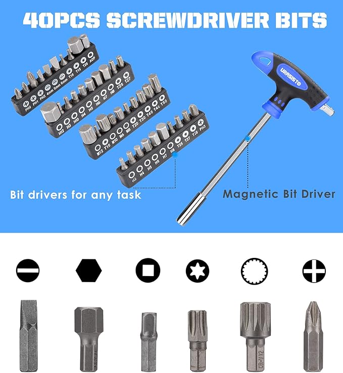 120-pieces Magnetic Screwdrivers Sets Includes Sockets, Slotted, Phillips, Hex, Torx and Precision Screwdriver Set Tools for Men, Repair Home