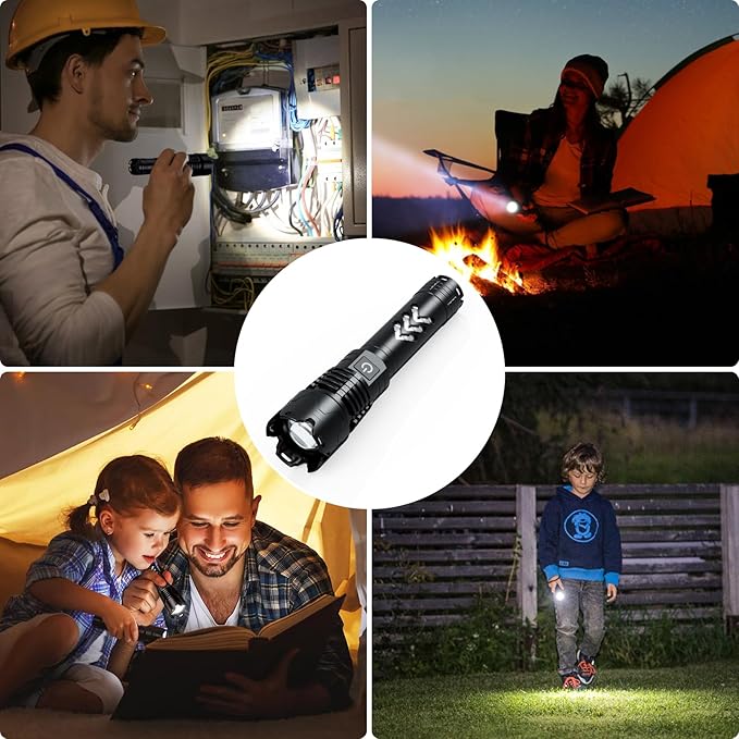 Rechargeable LED Flashlights1600.000 High Lumens, Super Bright Flashlight with Input and Output Functions, Tactical Flashlight for Camping Home Emergencies (Mini, Piece, 1)