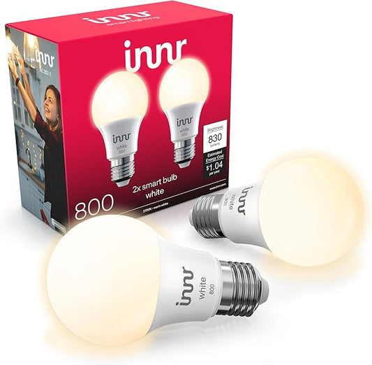 innr Smart Light Bulbs, A19 Zigbee, Works with Philips Hue* and Alexa (Bridge Required), Soft White Light Bulb, Dimmable, E26 LED Bulb 60 Watt, Warm White, 830lm, 2-Pack