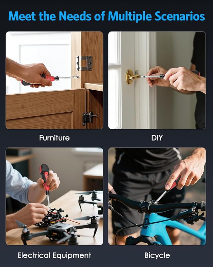 AMIR Cordless Power Screwdriver, Rechargeable Electric Screwdriver Sets, Portable Automatic Home Repair Tool Kit, Motorized Screwdriver with USB Cable and LED Lights