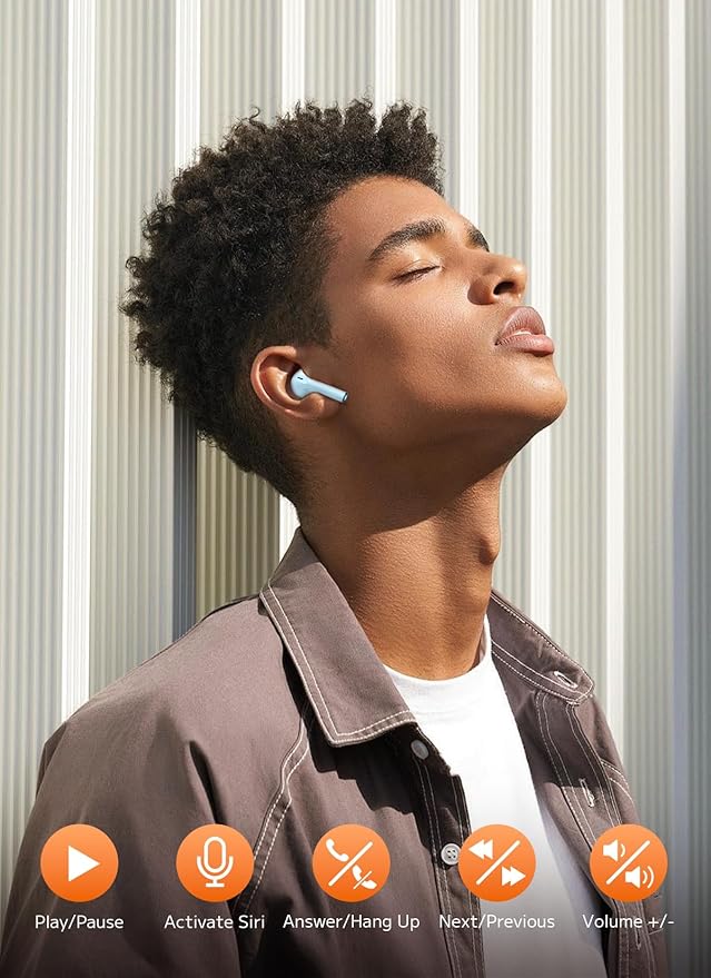 Wireless Earbuds, Bluetooth 5.4 Ear Buds with Multifunctional Touch Screen, ANC/ENC Noise Cancelling Headphones with 48H Playtime, Bass Stereo Sound, for Laptop, Android/iOS, Pad- Sky Blue