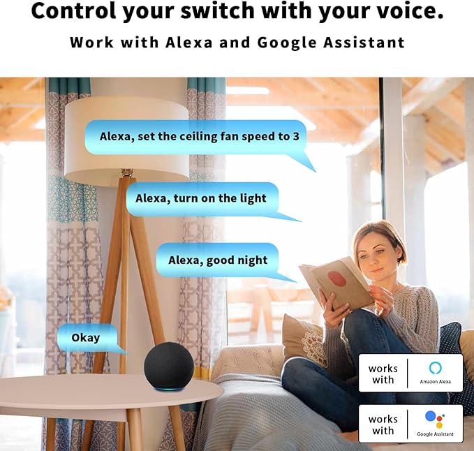 Universal Smart WiFi Ceiling Fan Remote Control Kit, Compatible with Alexa, Google Assistant and Smart Life App, No Hub Required DIMMER