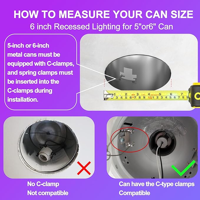 5/6 Inch Smart LED Recessed Lights 4Pack,LED Can Lights Retrofit RGB Recessed Lighting,13W1050LM,2700K-6500K Color Changing Compatible with Alexa,Living Room,Bedroom,Kitchen