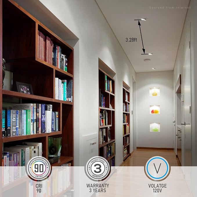 TORCHSTAR 12-Pack 3 Inch Gimbal LED Recessed Light with Junction Box, 7W CRI90+ Dimmable Adjustable Eyeball Canless LED Downlight, 4000K Cool White, Airtight IC, ETL