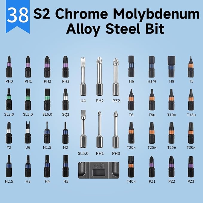 40 in 1 Magnetic Ratchet Screwdriver Set, DIY Ratchet Screwdriver Set with T Detachable Ratchet Handle, Portable S2 Tools for Furniture Assembly, Precision Electrical Appliance Repair, Bicycle Tools