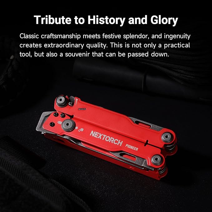 NEXTORCH PIONEER MT20 14-IN-1 Multi-tools Full-Size,Versatile Multi-tool Set with Scissors Needle Nose Pliers Pocket Clip Multi-tool (RED)