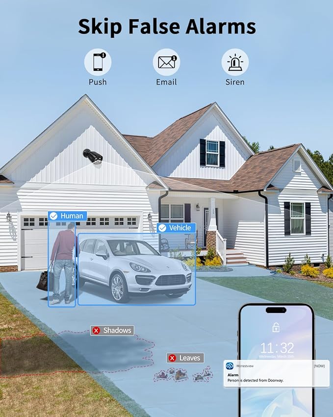 《130°Wide Angle & 2-Way Audio》Outdoor Wired Security Camera System, Black IP Cameras, Home Video Surveillance Systems