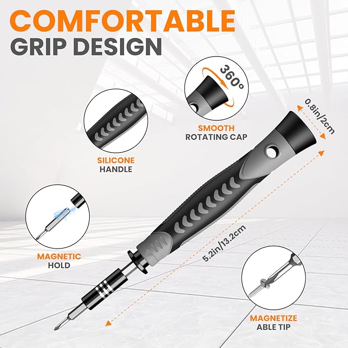 150 IN 1 Precision Screwdriver Set, 120 Bits Full Range Small Screwdriver Set, Magnetic Mini Repair Tool Kit for Ring Doorbell, Laptop, Switch, PS5, Xbox, Macbook, iPhone, Watch, Glasses - Orange