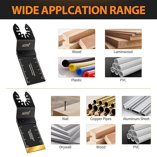 110PCS Oscillating Multitool Blades, Titanium Oscillating Tool Blade for Wood Plastics Metal, Professional Universal Oscillating Saw Blades Kits Fit Dewalt Ryobi Milwaukee Rockwell Bosch Craftsman