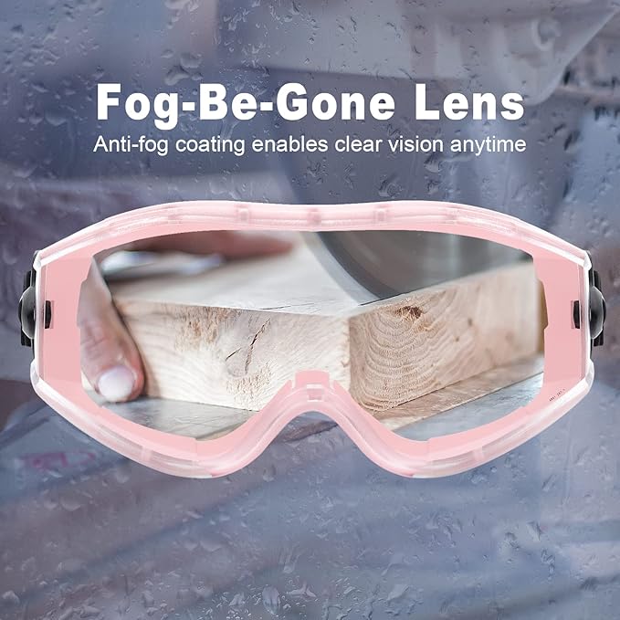 UKNOW Safety Goggles Over Glasses - Anti-Fog Clear Lens - ANSI Z87.1 Certified Eye Protection for Lab Work, Industrial Use