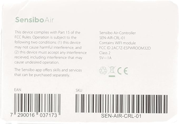 Sensibo Air - Smart Air Conditioner Controller. Apple HomeKit Certified. 60-Seconds Installation. Maintains Comfort and Energy Saving Features. Compatible with Google, Alexa, Apple HomeKit & Siri