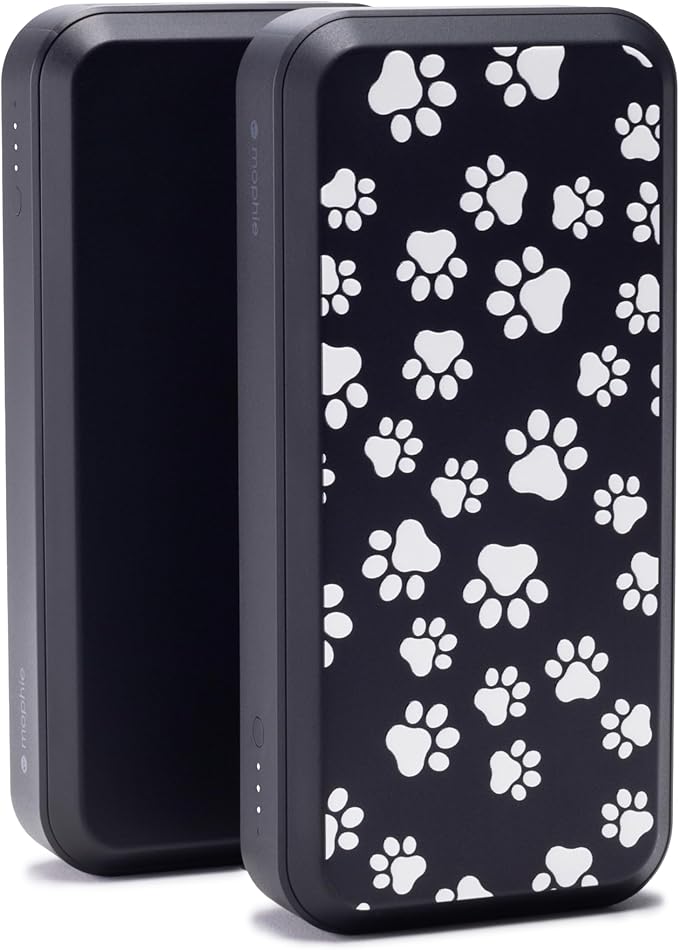 Mophie powerstation prime20 - Ultra-Compact Portable Power Bank with 20,000mAh Internal Battery, 18W USB-C PD Fast Charging, 3-Device Simultaneous Charging, Dog Paws