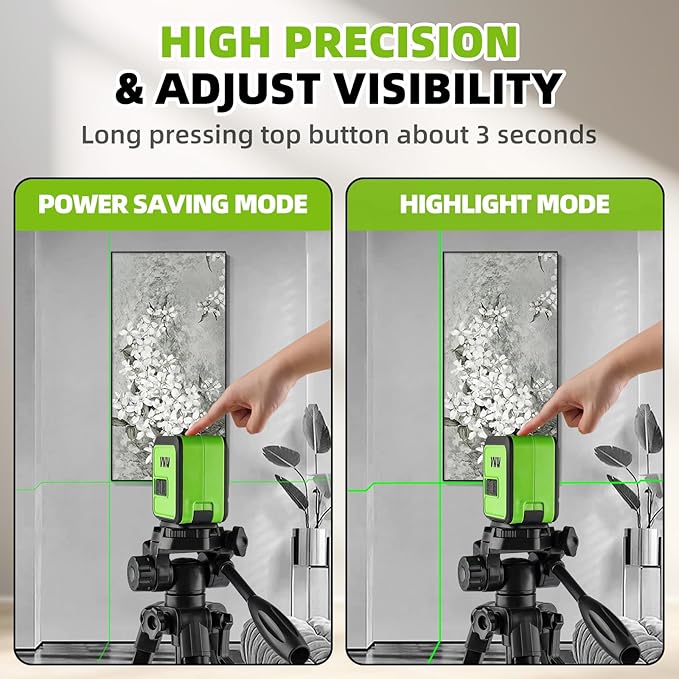 Laser Level with 50Inch Tripod - 98Ft Self Leveling Cross Line Leveler Tool for Picture Hanging,Construction and Renovation - Magnetic Base,Carrying Bag Included