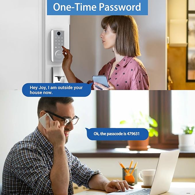 Fingerprint Door Lock with Handle Set, Keyless Entry Smart Door Lock, Electronic Keypad Deadbolt Locks, App Control for Front Door, Home (Matte Silver in Zinc)