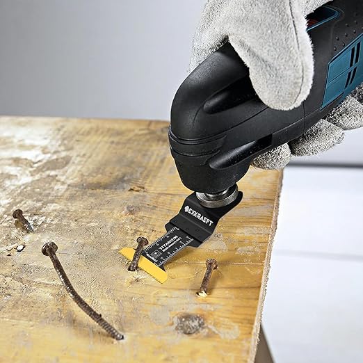 110 PCS Oscillating Tool Blade, Universal Titanium Oscillating Saw Blades for Metal Nails, Wood and Plastic, Multi Tool Blades Kits Fit Dewalt Milwaukee Ryobi Rockwell Fein