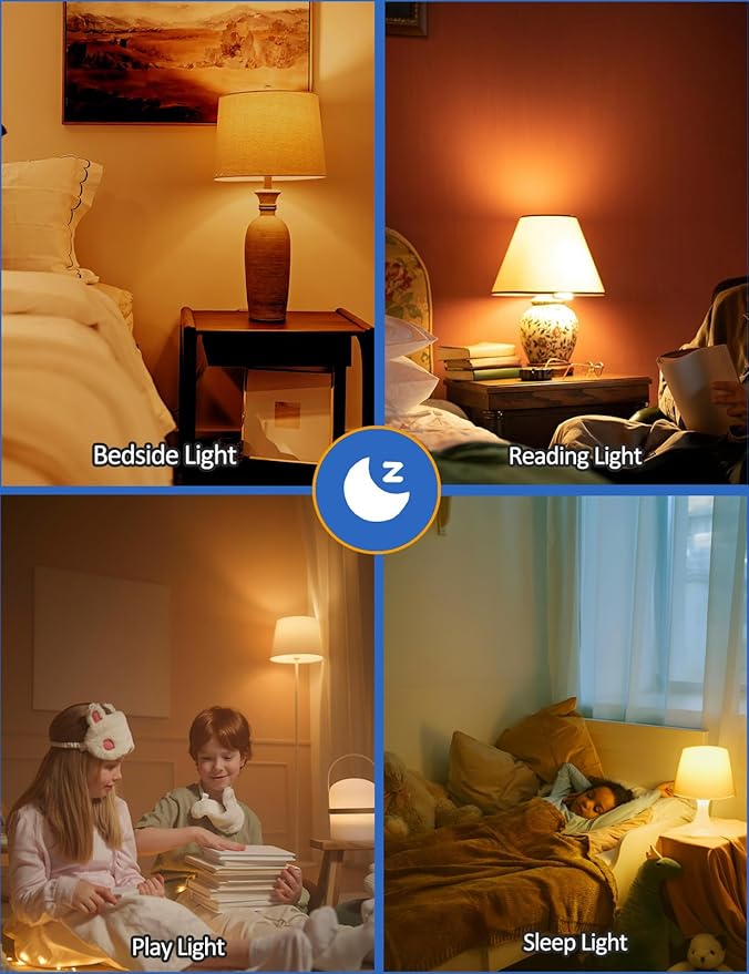 Amber Sleep Light Bulbs Dimmable, Blue Light Blocking, A15 E26 5W(40 Watt Equivalent) Dim Light Bulb,1800K Warm Light Bulbs for Healthy Sleep, Bedroom, Kids Room, 4-Pack
